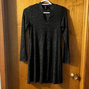 IZ Byer Women's Black Knit Long-Sleeve Keyhole Dress XS